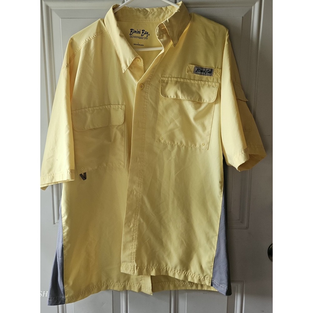 Bimini Bay Fishing/Hiking Vented Short Sleeve Yellow Shirt Men's Size L